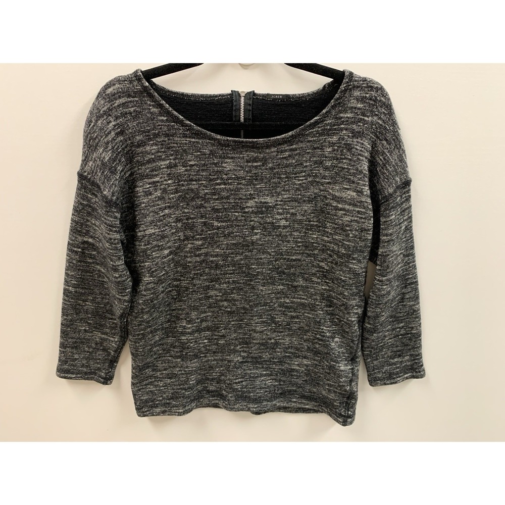 J Crew Jaspe Sweater Black XS Wool Blend Pullover Shirt Zip‎ Back